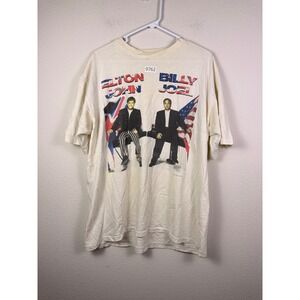 Vintage 1994 Elton John Billy‎ Joel Face to Face Tour T-Shirt Cream XL